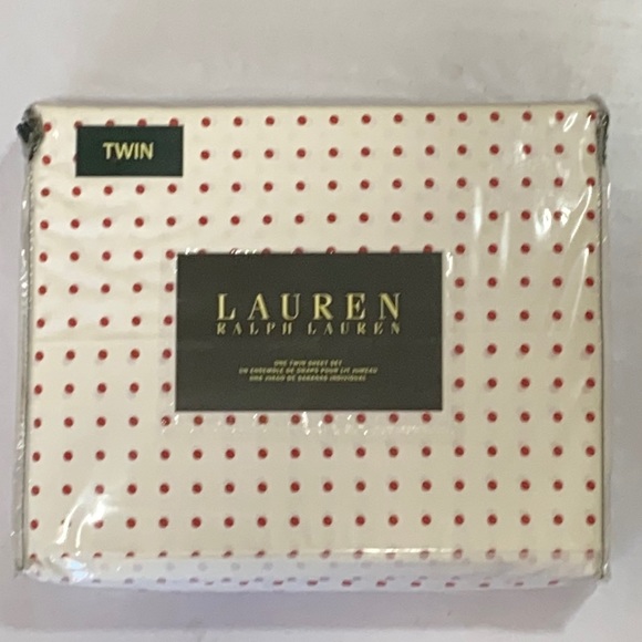 Lauren Ralph Lauren one twin sheet set red polka dot bed sheets - Picture 3 of 16